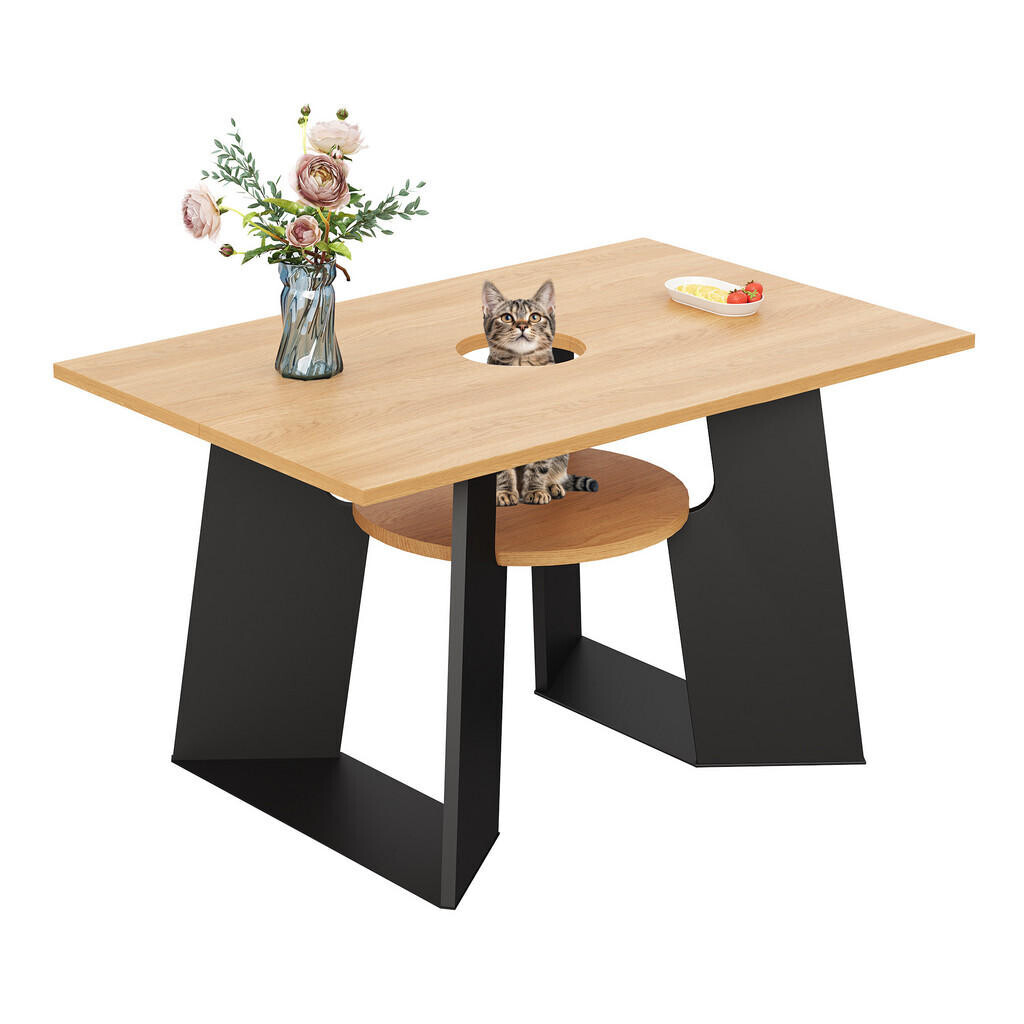 FLIEKS KUCHYŇSKÝ STŮL 130x85cm přírodní dřevo černý 6 osob