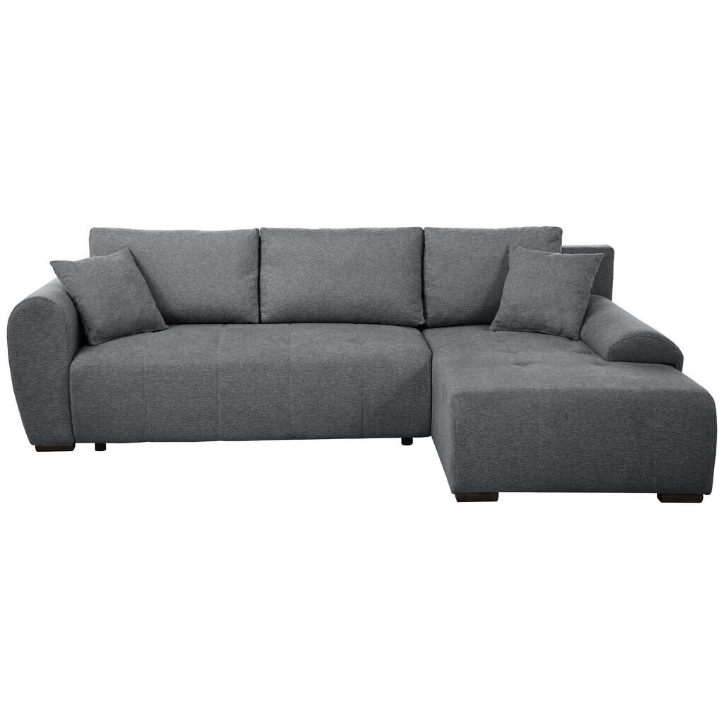Beautysofa ROHOVÁ ROZKLÁDACÍ POHOVKA Dallas s úložným prostorem, 255 cm, tmavě šedá, pravá, velurová látka