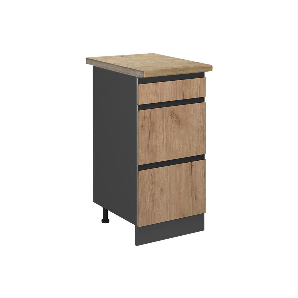 Vicco SPODNÍ SKŘÍŇKA KUCHYŇSKÉ LINKY R-Line Zlatý mocný dub 40 cm se zásuvkami, PD Dub
