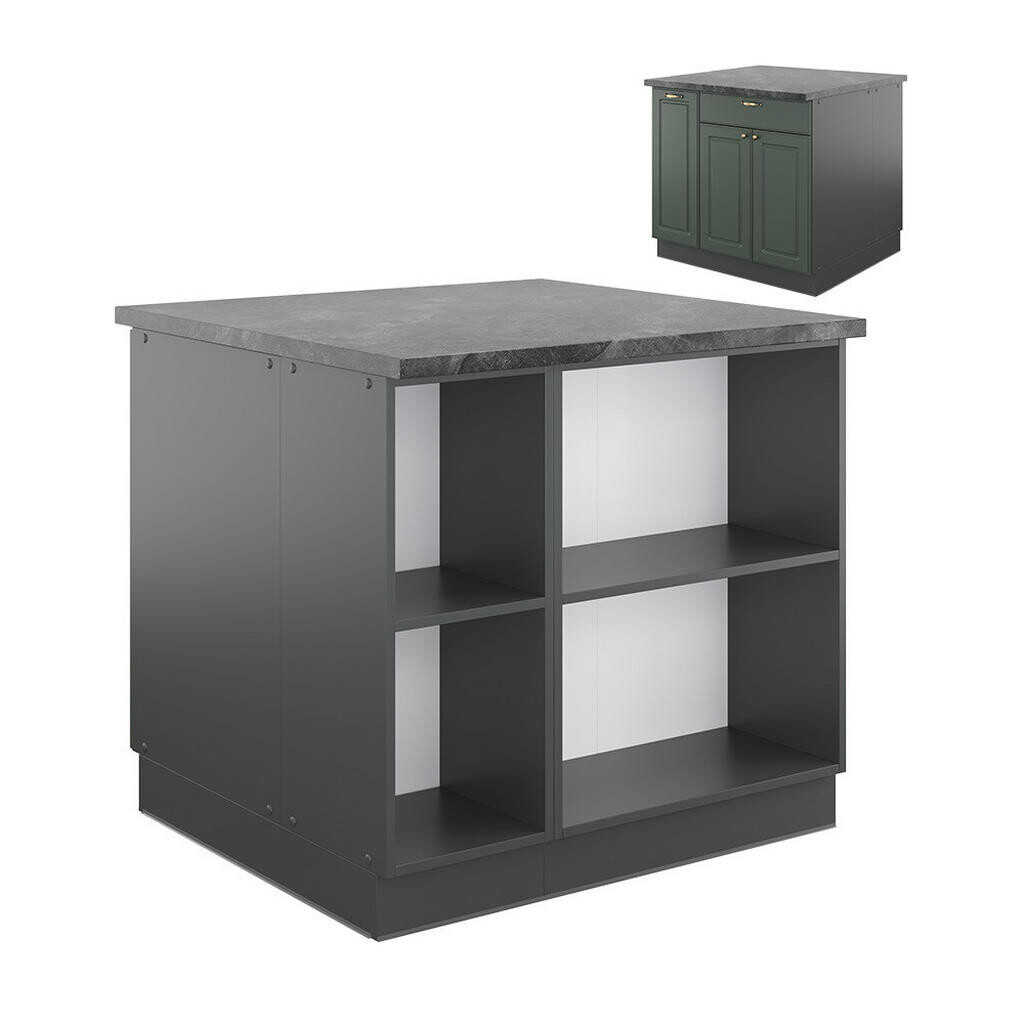 Vicco KUCHYŇSKÝ OSTROV Fame-Line Zeleno-zlatá Country House/Anthracite 90 cm se zásuvkou, bez pracovní desky
