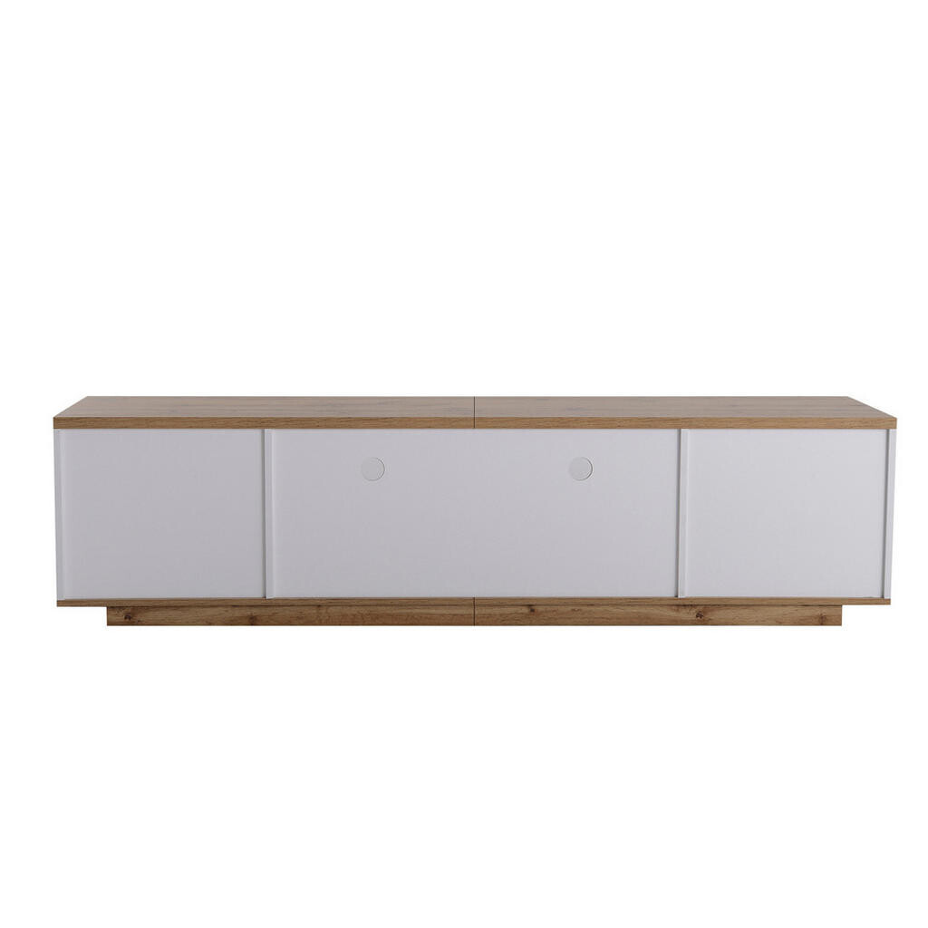OKWISH TV stolek 180/38/46 cm bílá z MDF s mřížkovými dvířky a skrytým úchytem