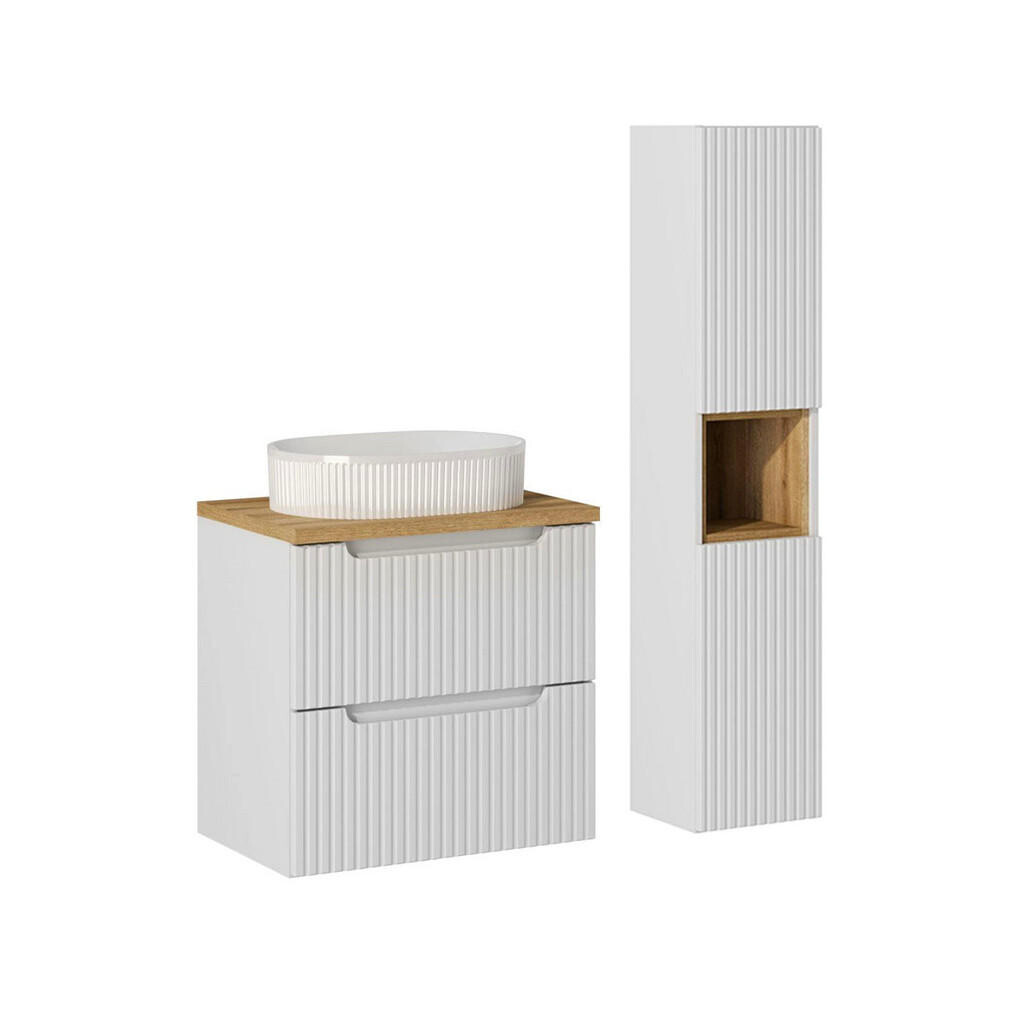 Petits-meubles KOUPELNOVÝ NÁBYTEK 60.4cm Riva 2er-Set Bílá a dřevo