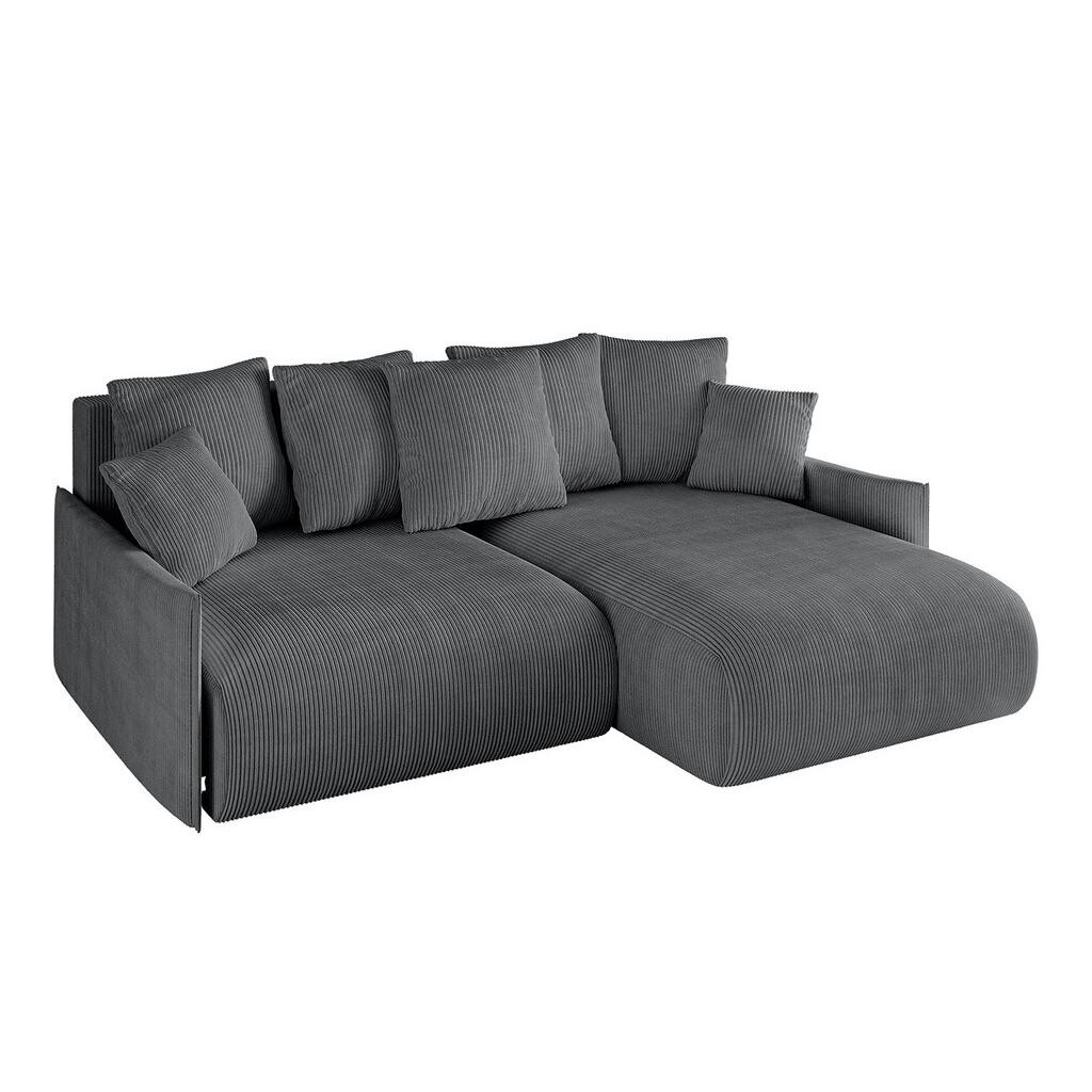 ALTDECOR ROHOVÁ SEDACÍ SOUPRAVA s otomanem vpravo ONESK-L -v1 216x177x72 tmavě šedý manšestr