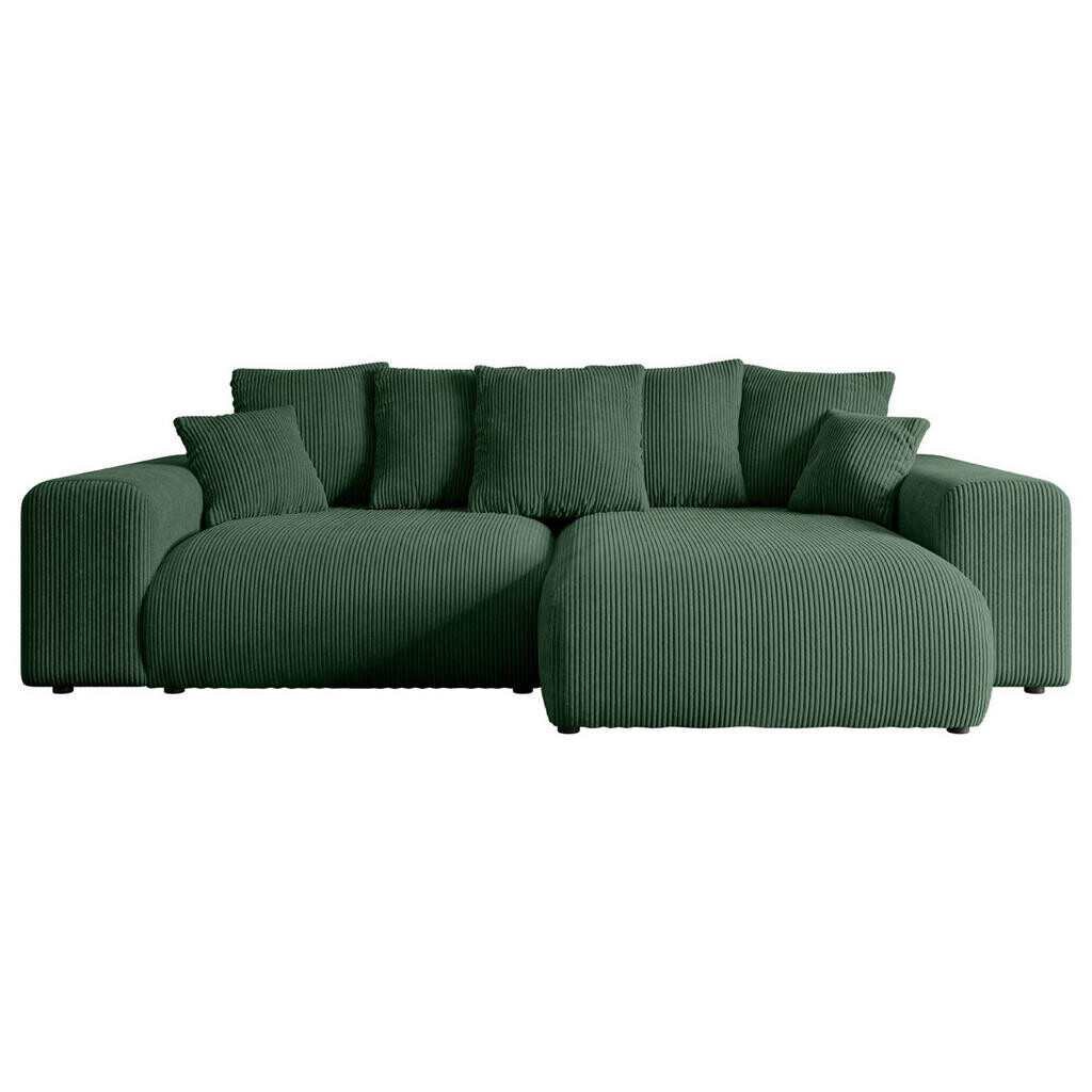 ALTDECOR ROHOVÁ SEDACÍ SOUPRAVA s otomanem vpravo ESKAR-L 266x176x72 zelený manšestr