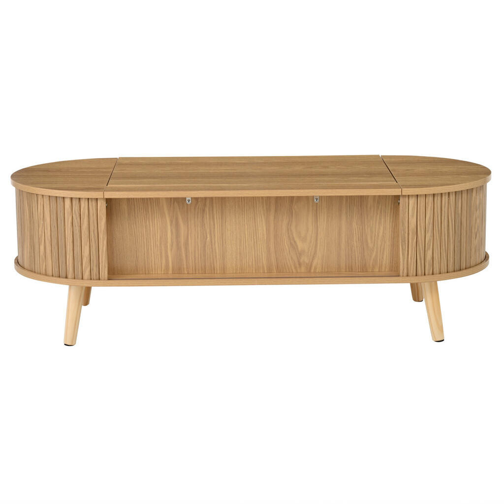OKWISH KONFERENČNÍ stolek 120/50/39,5 cm přírodní z MDF s výklopnou deskou a skrytým úložným prostorem