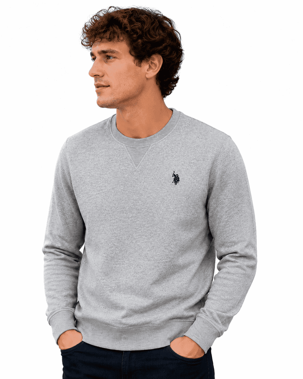 Pánská mikina US Polo Assn. - šedá melange