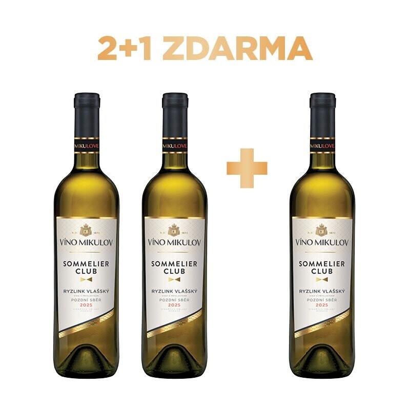 Víno Mikulov Sommelier Club Ryzlink vlašský 2025 pozdní sběr 2+1 zdarma
