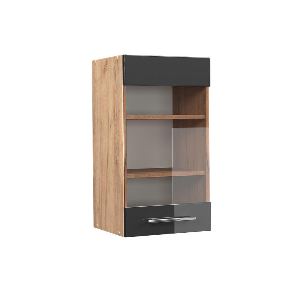 Vicco SKLENĚNÁ KUCHYŇSKÁ SKŘÍŇKA Fame-Line Antracitový vysoký lesk 40 cm