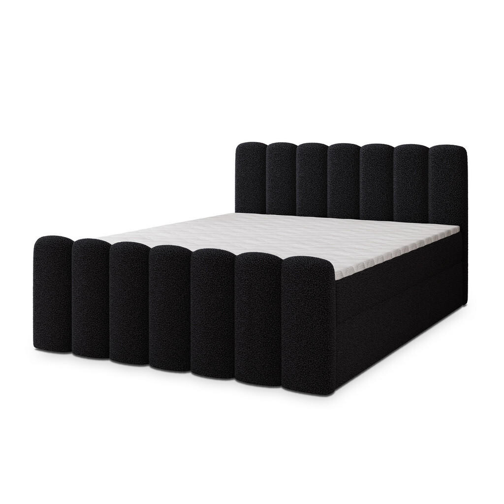 MASSENO AMERICKÁ POSTEL CELLA 180x200 cm, s matrací a úložným prostorem, černá