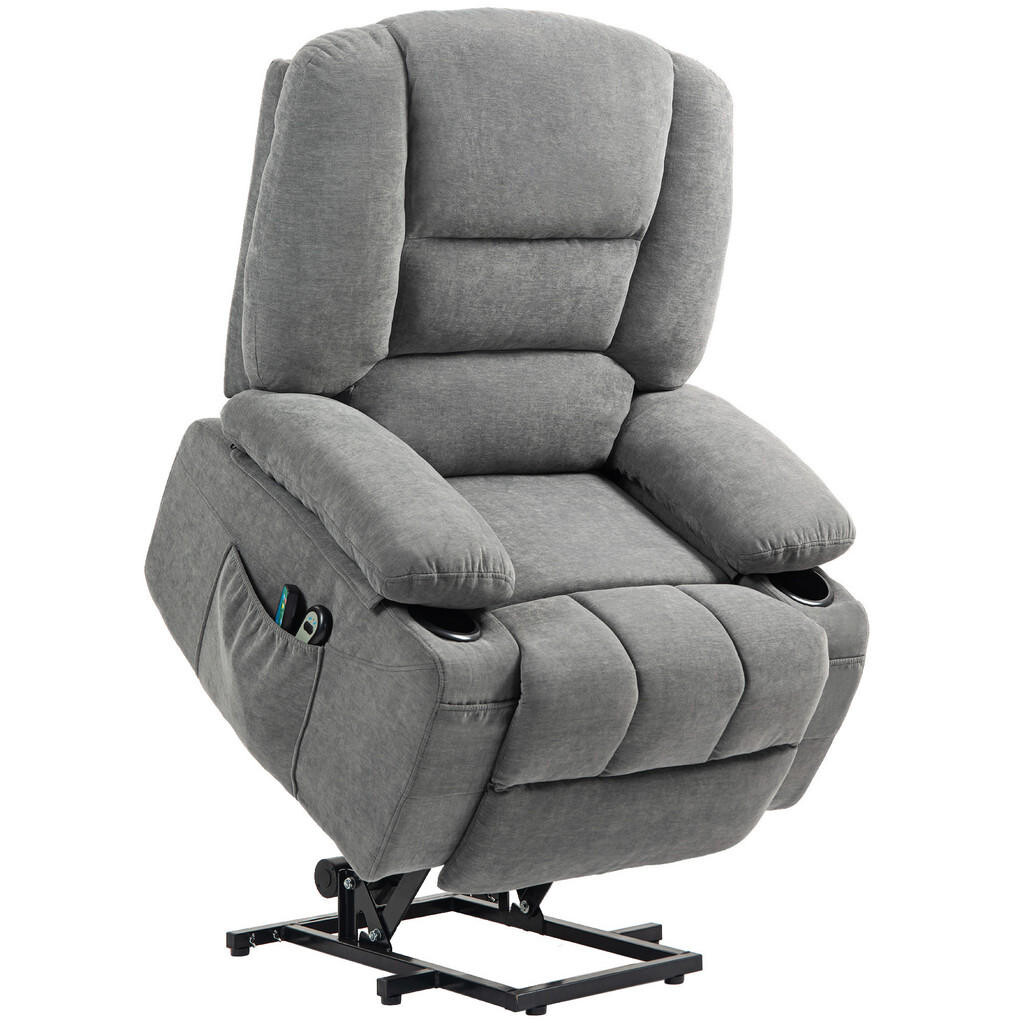 HOMCOM TELEVIZNÍ KŘESLO s elektrickou pomůckou pro vstávání Relaxační křeslo s funkcí ležení