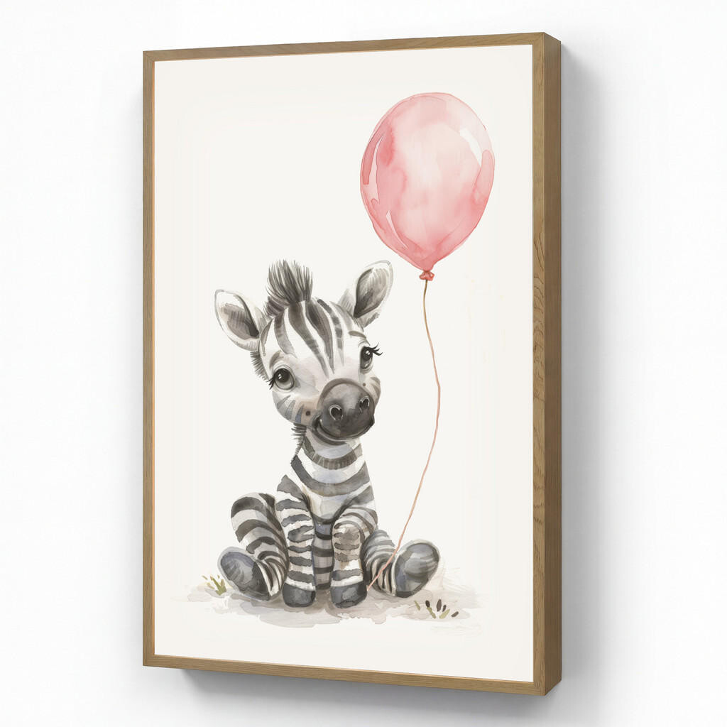 OnlyWow DOBÍJECÍ NOČNÍ LAMPIČKA Zebra - Dítě - Zvířata - Růžový balónek 70x100 cm