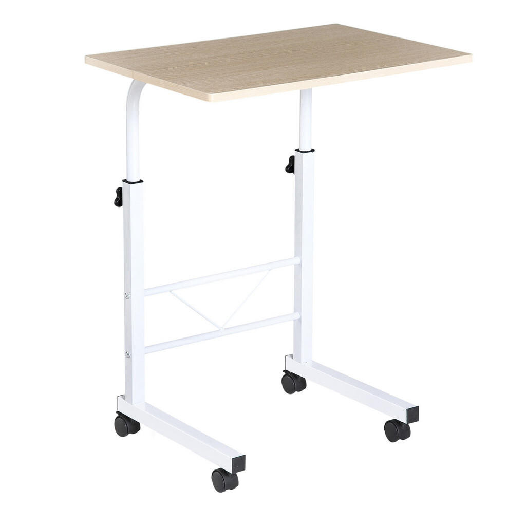 OKWISH ODKLÁDACÍ stolek 60/40/68-78 cm javorový z oceli s nastavitelnou výškou a kolečky