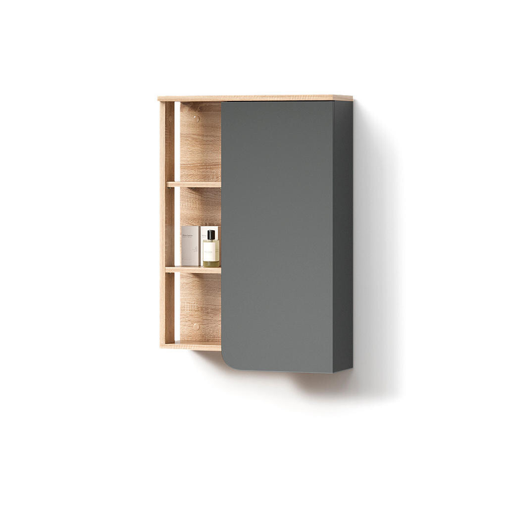Livinity® SKŘÍŇKA DO KOUPELNY Marano Antracit 50 x 75 cm s dveřmi a otevřenými přihrádkami