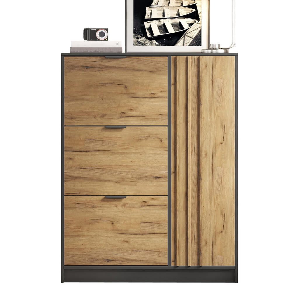 FLIEKS BOTNÍK 100x30x130cm MDF 3 Výklopy Černý