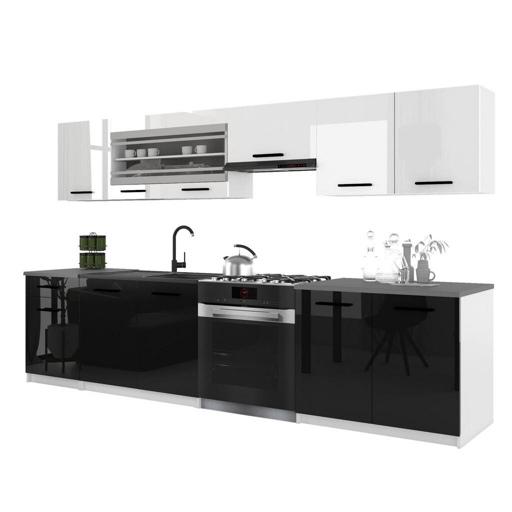 B BELINI GROUP KUCHYŇSKÁ LINKA Italia 4 260 cm, s pracovními deskami, Bílo-černá