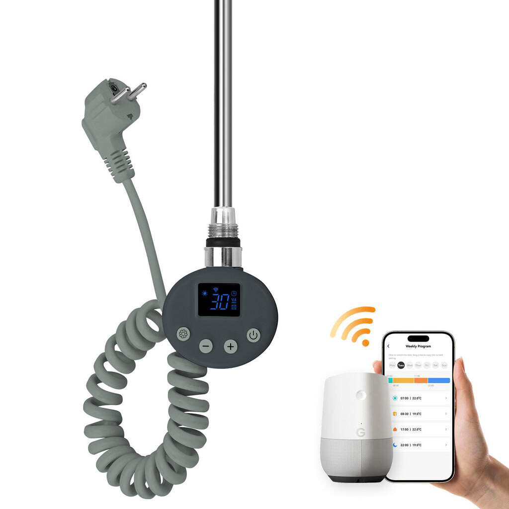 EMKE RADIÁTOR Topné těleso s termostatem, antracit, 1200 W, 83/6,9/6,2 cm