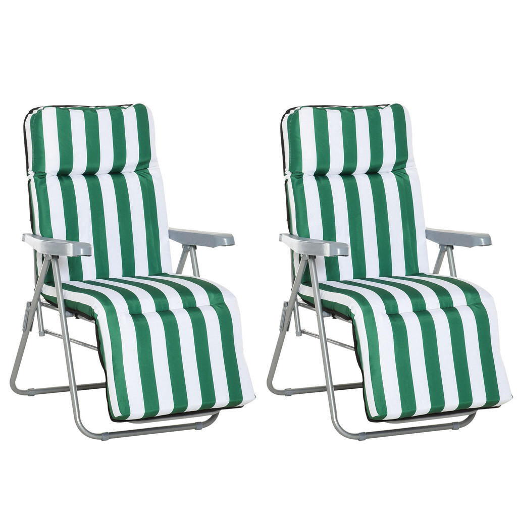 Outsunny LEHÁTKO, 5 poloh, ocel, polyester, pěna, zelená