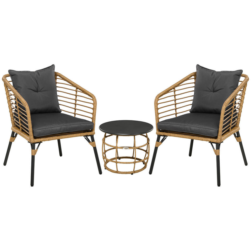 Outsunny SADA ZAHRADNÍHO NÁBYTKU, ocel, písková + tmavě šedá