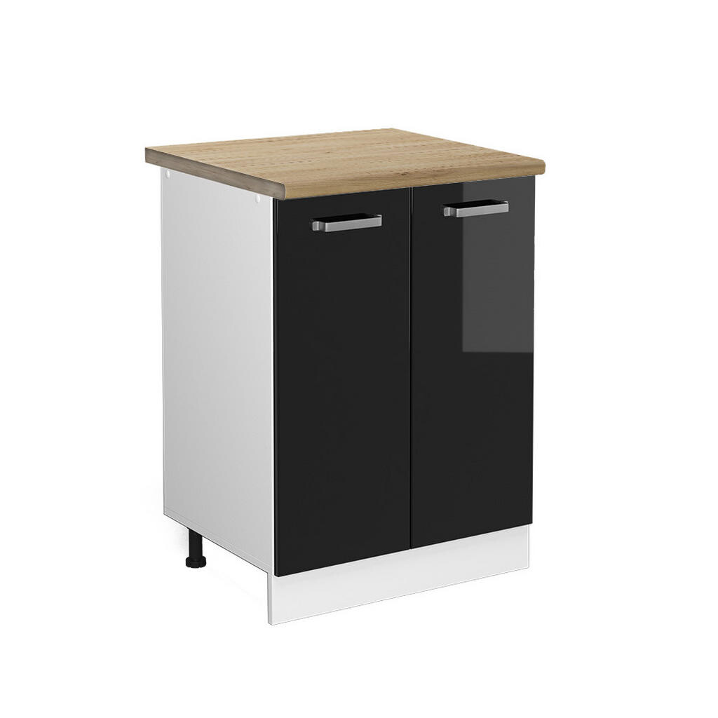 Vicco SPODNÍ SKŘÍŇKA KUCHYŇSKÉ LINKY R-Line Černý vysoký lesk 60 cm , PD Dub