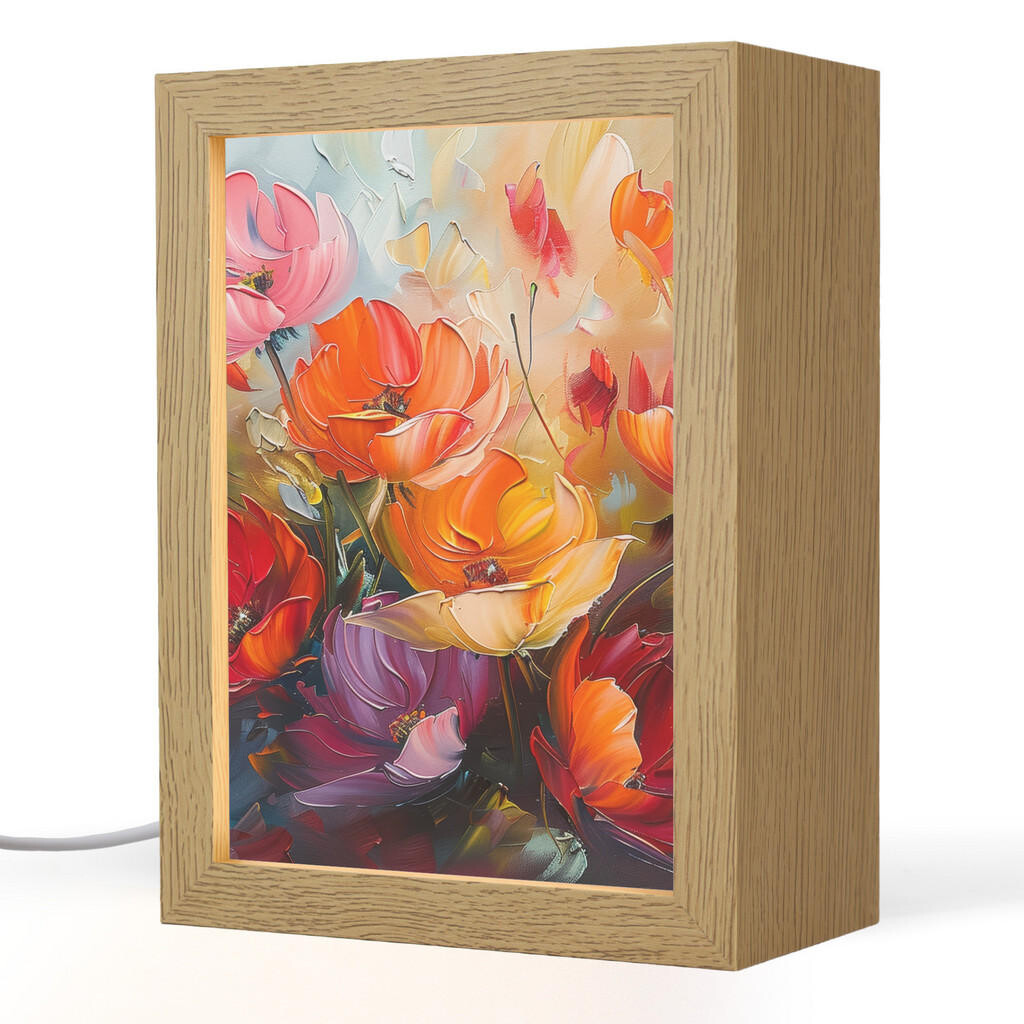 OnlyWow STOLNÍ LAMPA Květiny - barevné - malba - abstraktní - umění 15x20 cm