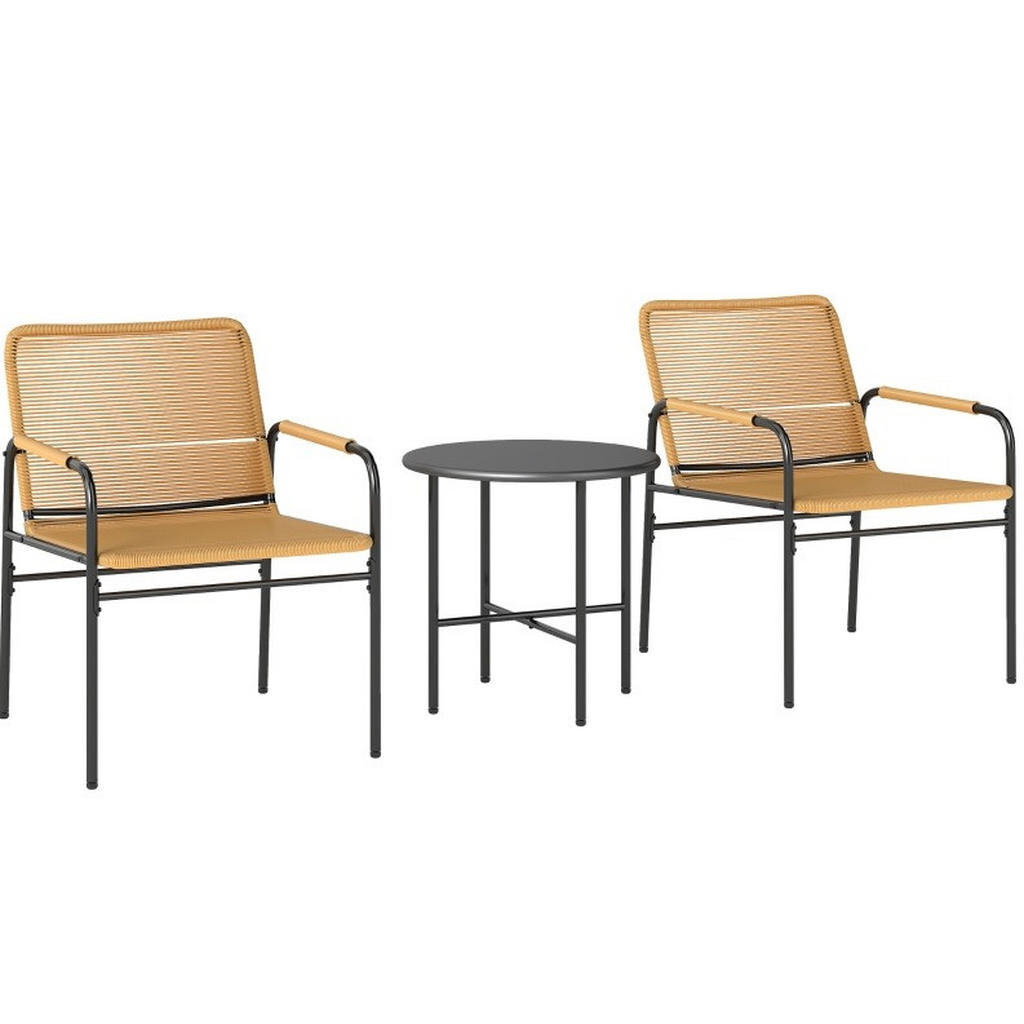 OKWISH BISTRO set na balkon 54/66/76 cm žlutý z oceli se 2 křesly a stolkem