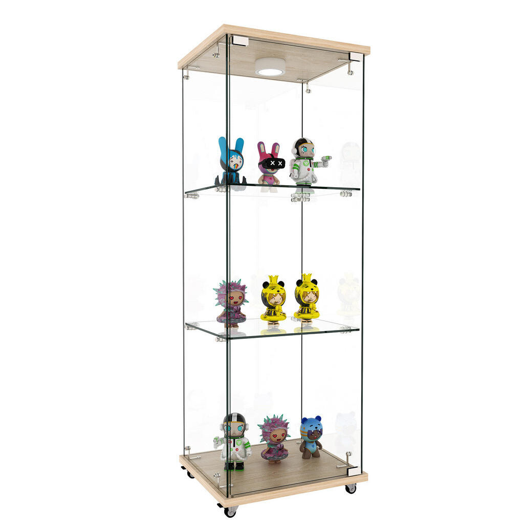 OKWISH VITRÍNA 120/42,5/36,5 cm přírodní z MDF a skla s LED osvětlením