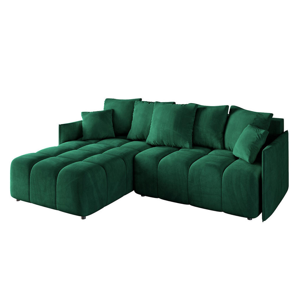 ALTDECOR ROHOVÁ SEDACÍ SOUPRAVA s otomanem vlevo LONLI-L 251x189x68 tmavě zelený velur