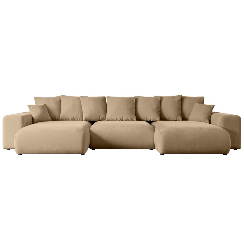 ALTDECOR SEDACÍ SOUPRAVA s funkcí lůžka ESKAR-U – 364 x 176 x 72 cm, béžový velur