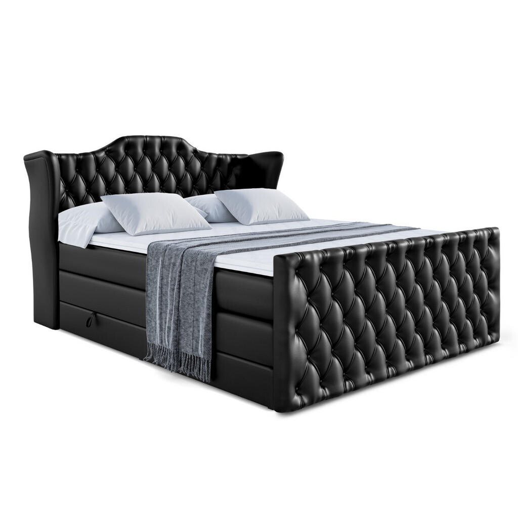 ALTDECOR POSTEL boxspring VILA-Z KING – 180 × 200 – H3/H4 – vysoce lesklá černá
