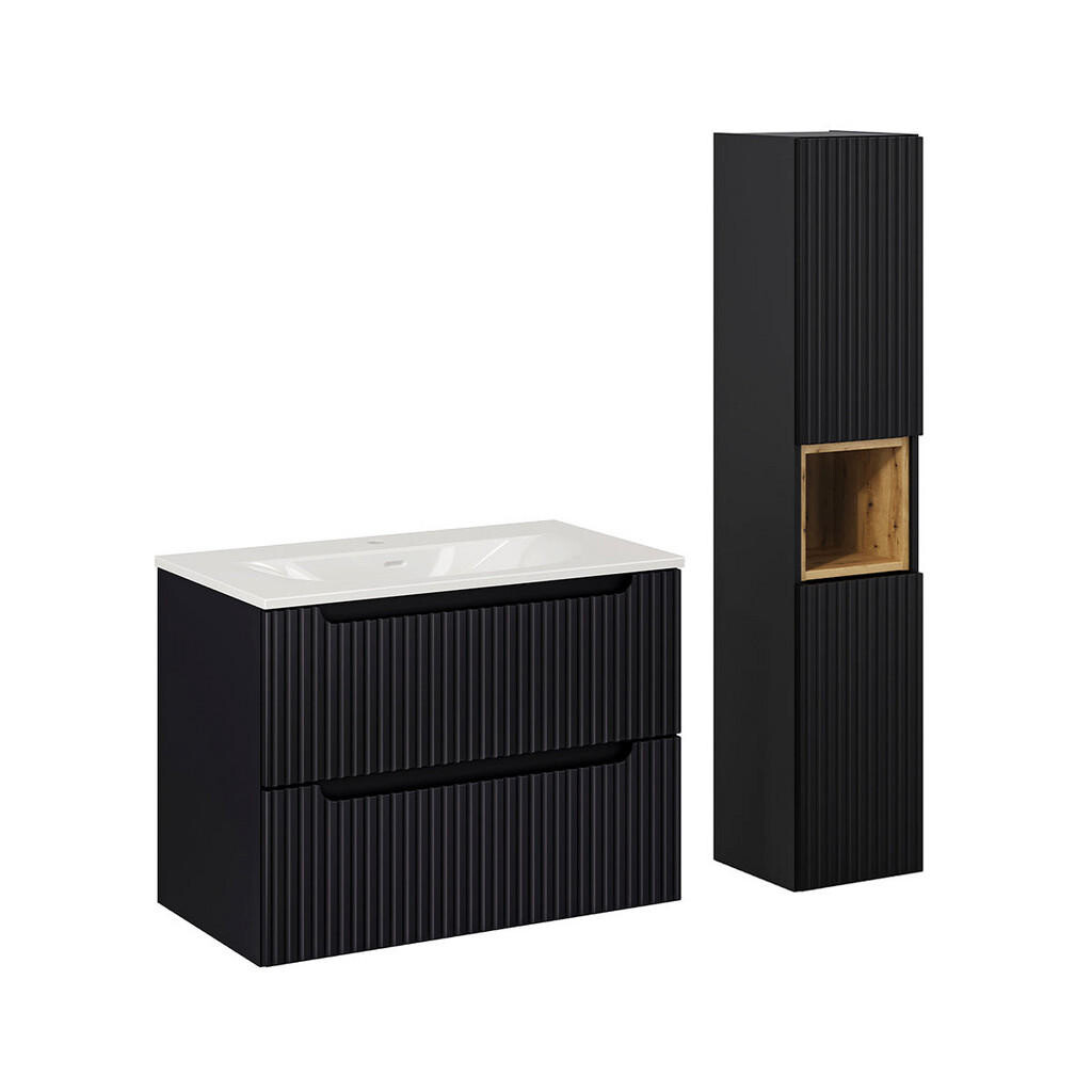 Petits-meubles KOUPELNOVÝ NÁBYTEK 80cm Riva 2er-Set Černá