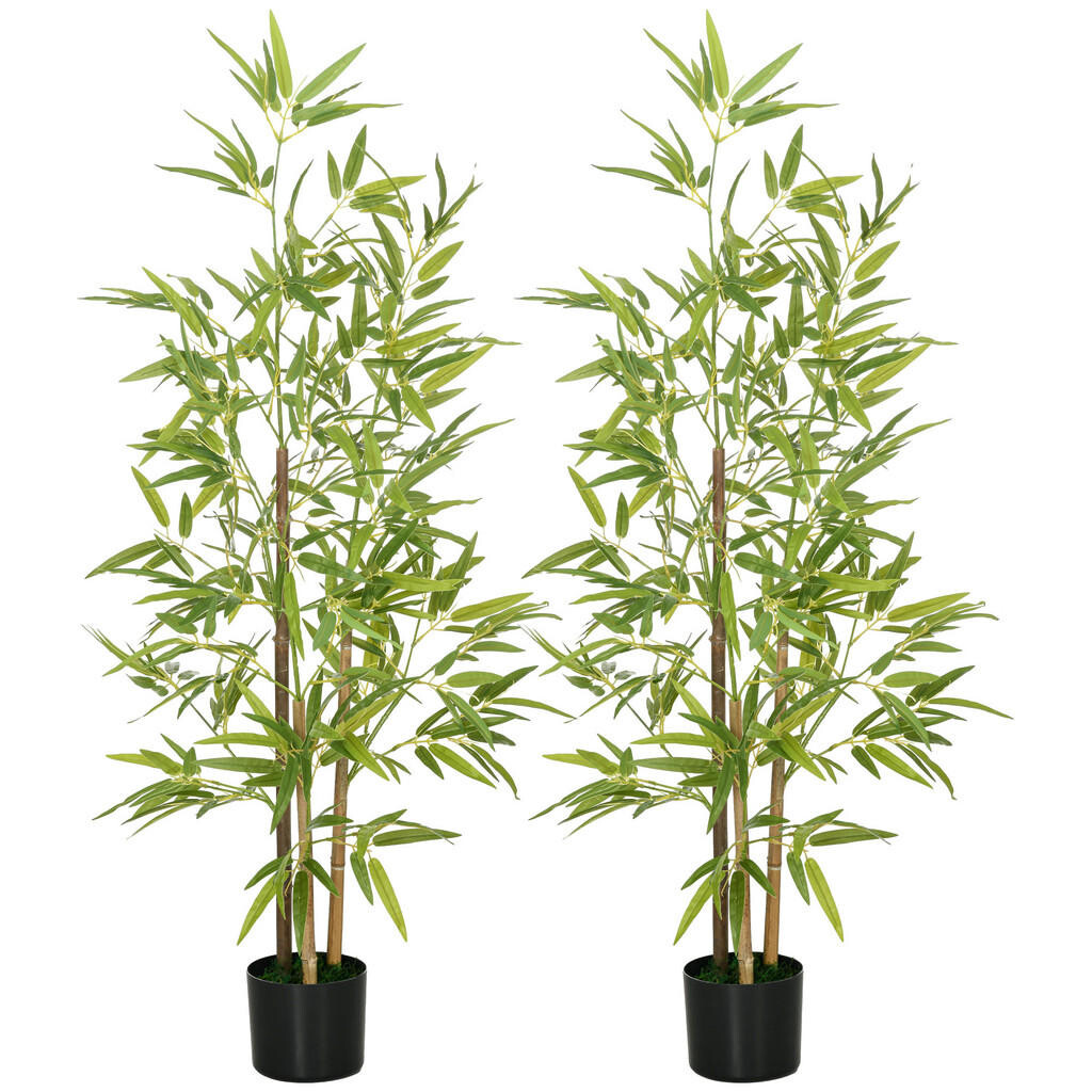 HOMCOM UMĚLÉ rostliny, sada 2 ks, umělý bambus, 120 cm