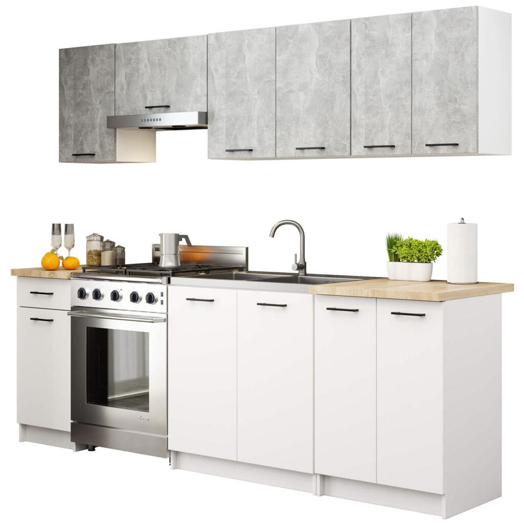 RAUMHIRSCH FURNITURE KUCHYŇSKÝ BLOK Beton, bílá 203/240/46