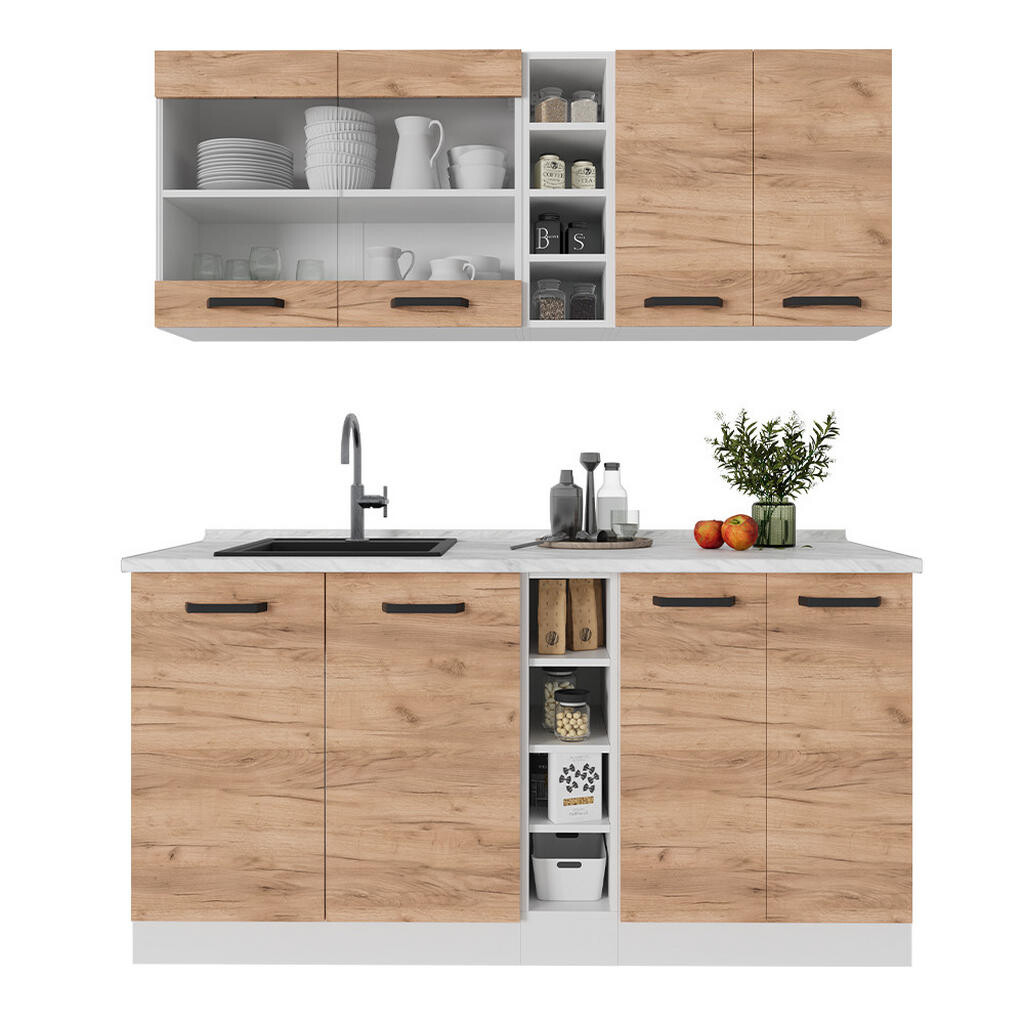 Vicco JEDNOTKOVÁ KUCHYNĚ R-Line Zlatá síla dub/bílá 160 cm PD Antracit