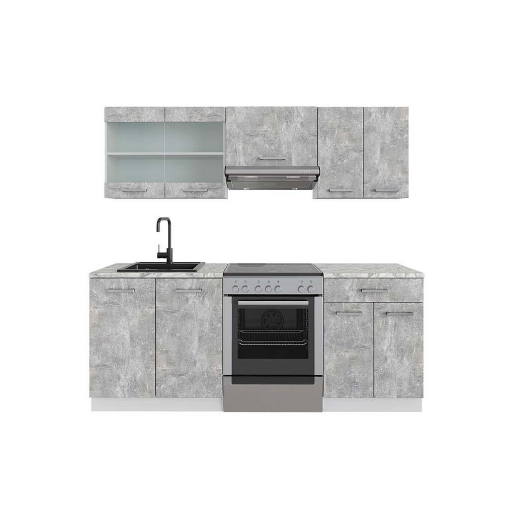Vicco KUCHYŇSKÝ KOUT R-Line Beton/bílá 200 cm s pracovní deskou
