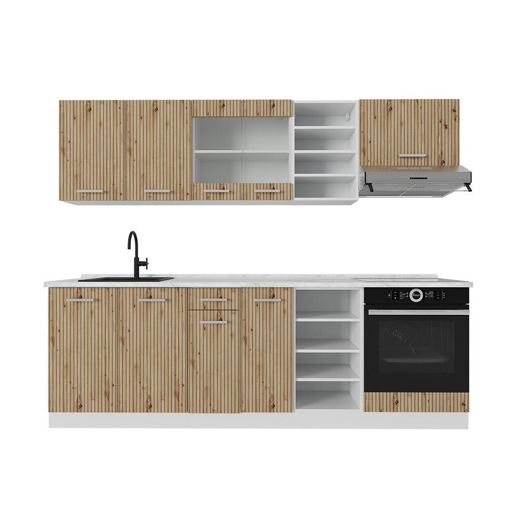 Vicco KUCHYŇSKÝ KOUT R-Line Dub řemeslný/bílý 240 cm s pracovní deskou