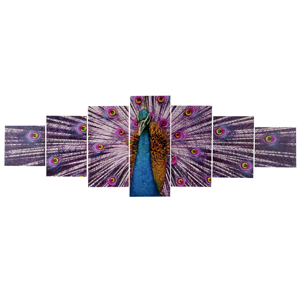 MCW PLÁTNĚNÝ OBRAZ XL PÁV 7 DÍLŮ. Multicolor