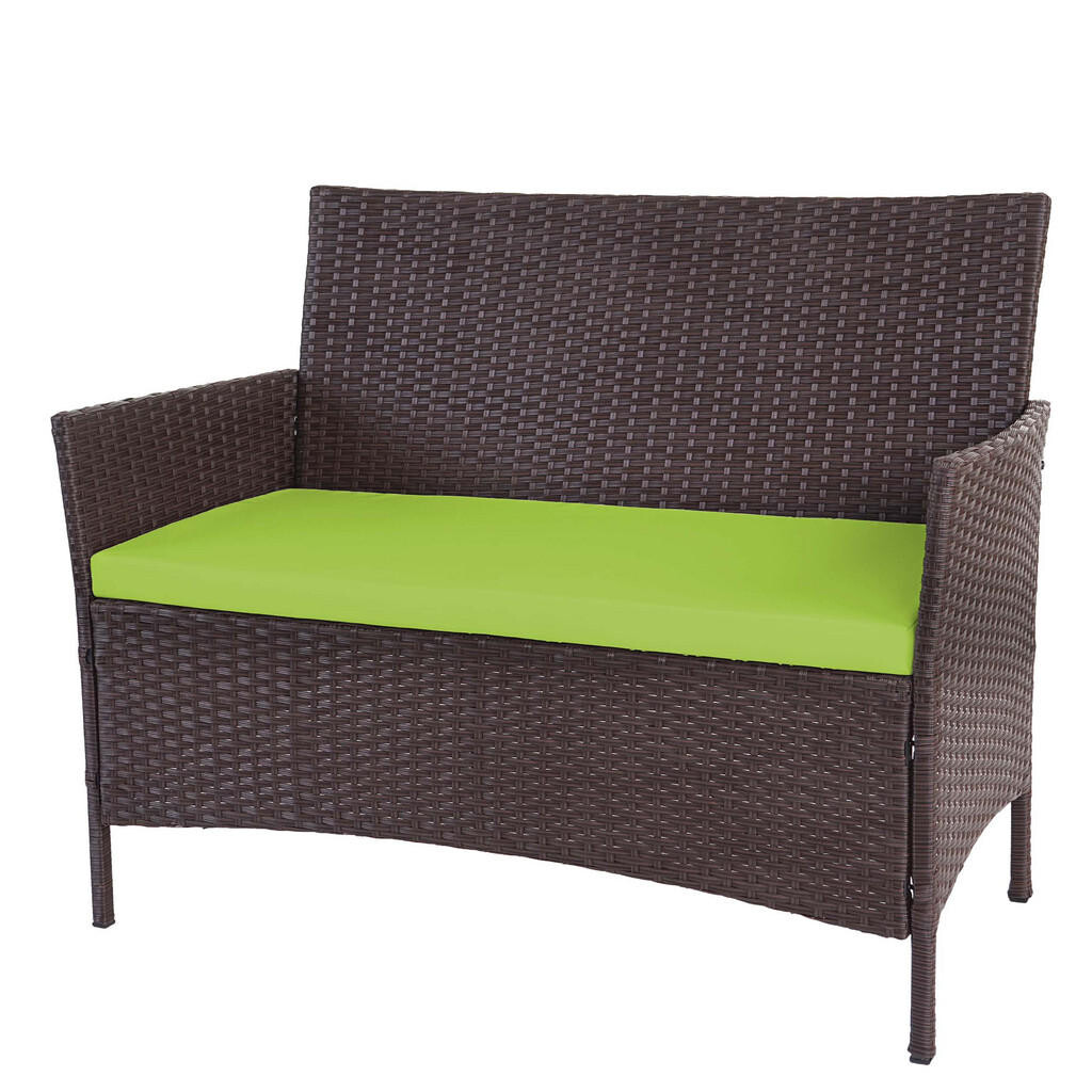 MCW POLY-RATTAN ZAHRADNÍ LAVICE Hnědá, zelená