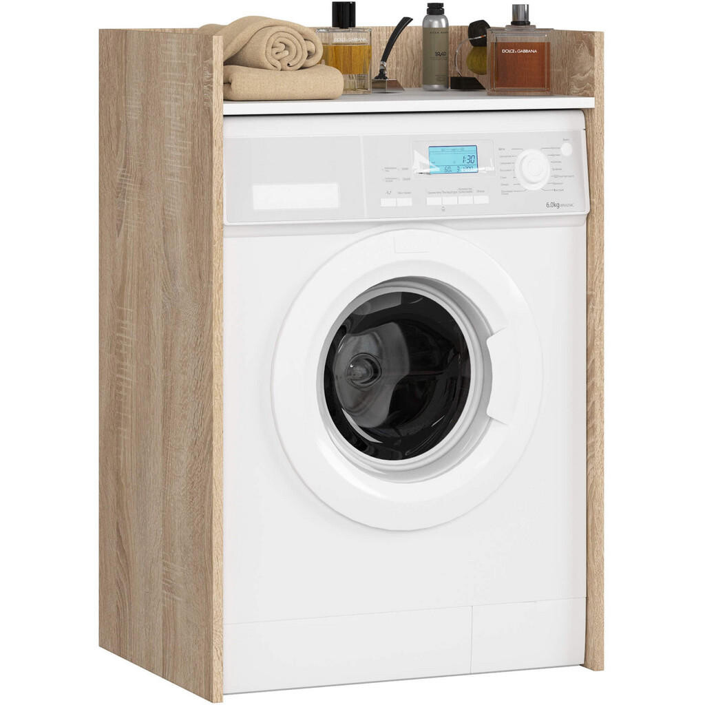 RAUMHIRSCH FURNITURE SKŘÍŇ NA PRAČKU, 64 × 50 × 98 cm dub Sonoma, bílá