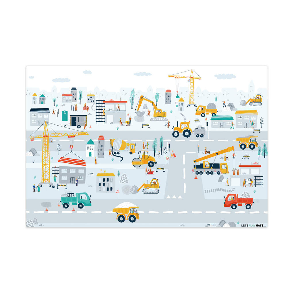 OnlyWow DĚTSKÝ KOBEREC Staveniště - Traktor - Bagr - Auto - Design 105x70 cm