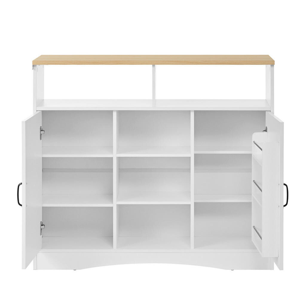 OKWISH KUCHYŇSKÝ ostrůvek 110/34-68/97,5 cm bílý z MDF a PB s klopnou deskou a stoličkami