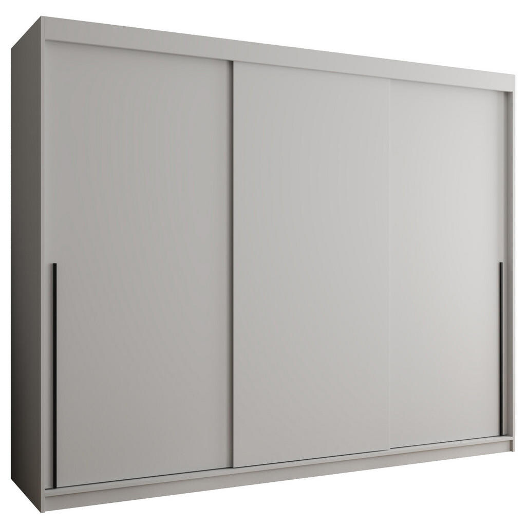Home Collective ŠATNÍ SKŘÍŇ S POSUVNÝMI DVEŘMI 250 cm šířka, bílá s černým úchytem