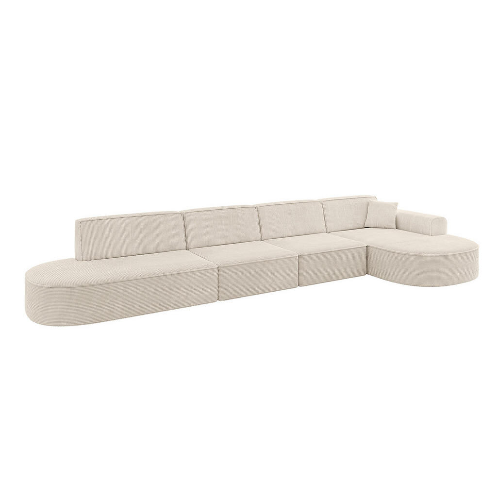 ALTDECOR ROHOVÁ SEDACÍ SOUPRAVA s otomanem vpravo MARI-L3 – 413 × 171 × 79 cm, béžový manšestr
