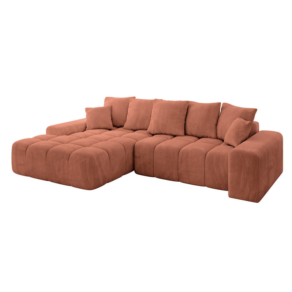 ALTDECOR ROHOVÁ SEDACÍ SOUPRAVA s otomanem vlevo ENSI-L - 267x164x69 cm korálová