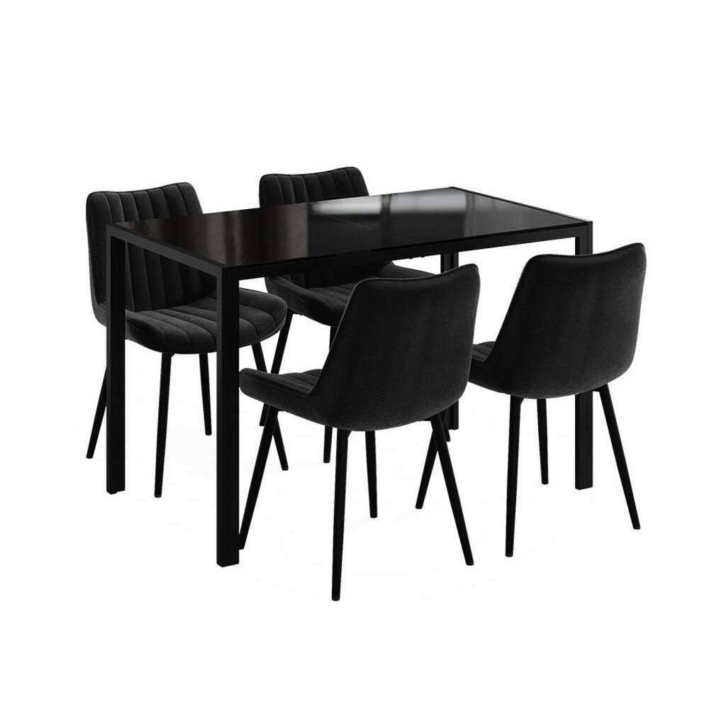 Vicco JÍDELNÍ STŮL SESTAVA Grand, Černá, 120 x 70 cm se 4 židlemi (černé)