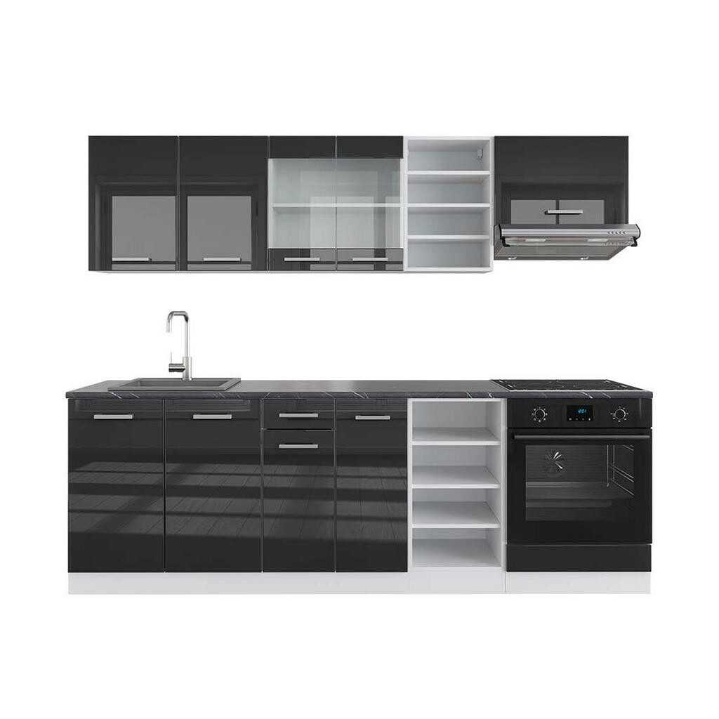 Vicco KUCHYŇSKÝ KOUT R-Line Antracitový vysoký lesk/bílá 240 cm , PD Antracit