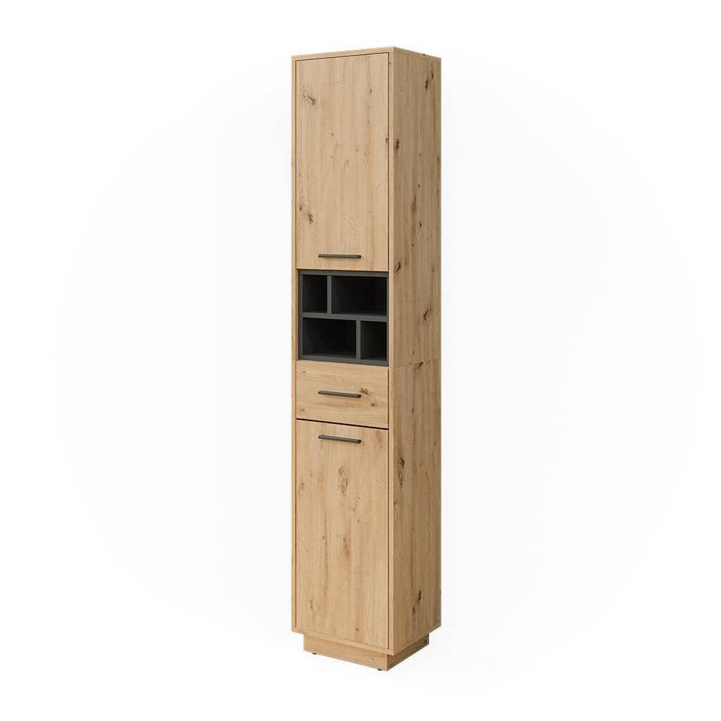 Vicco KOUPELNOVÁ SKŘÍŇKA Beatrice Dub Artisan/antracit 38 x 190 cm s dvířky, zásuvkou