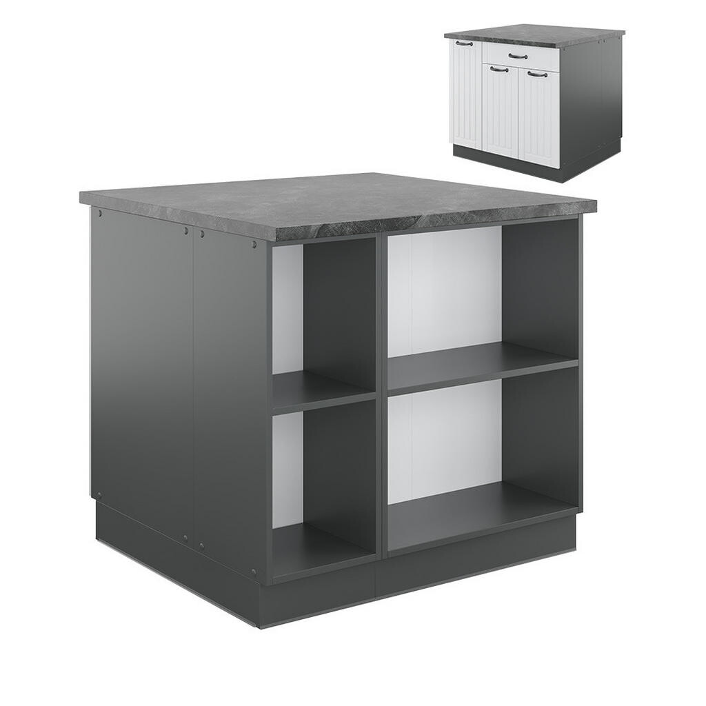 Vicco KUCHYŇSKÝ OSTROV Fame-Line Bílý venkovský dům/antracit 90 cm se zásuvkou, bez pracovní desky