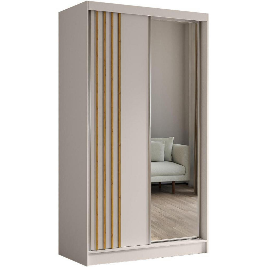 Beautysofa SKŘÍŇ s posuvnými dveřmi Nela 120/216/61 kašmír + dub Artisan