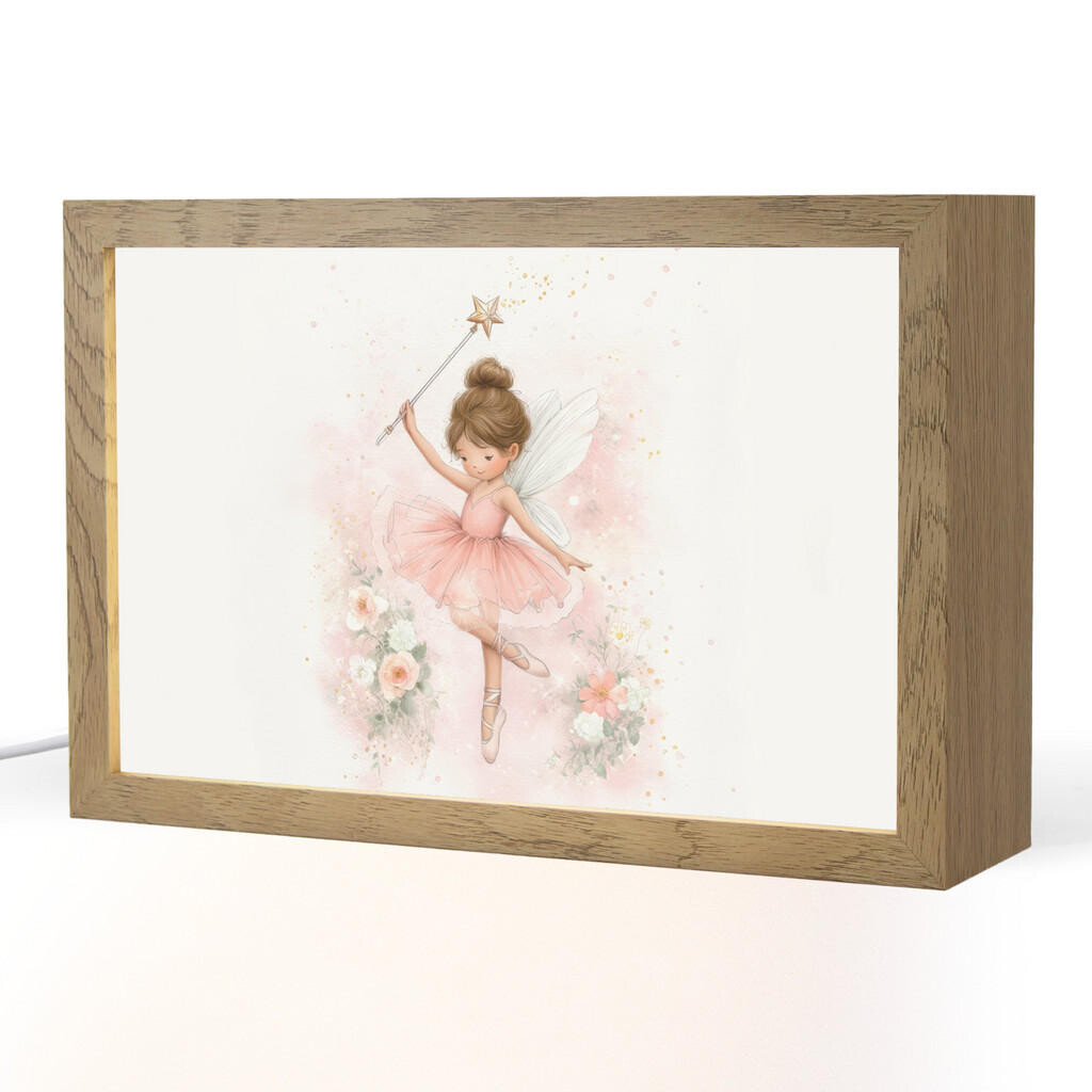 OnlyWow NOČNÍ LAMPIČKA Baletka - Víla - Květiny - Růžová 30x20 cm