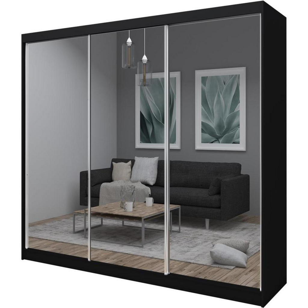 Beautysofa SKŘÍŇ s posuvnými dveřmi Debra 240/216/61 černá se zrcadlem